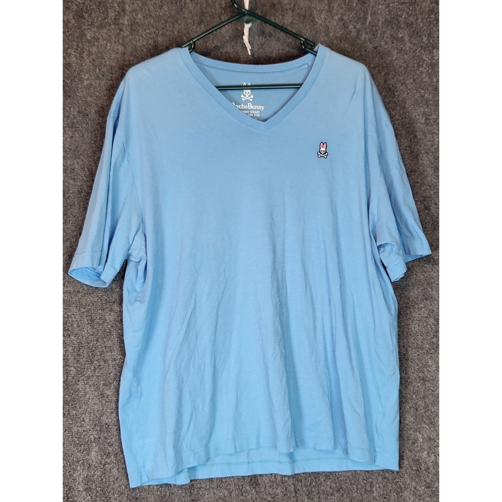 Psycho Bunny Shirt Mens‎ 8 3XL Light Blue V-Neck Pima Cotton Short Sleeve Casual
